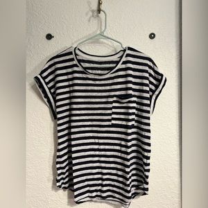 Navy and white striped tee